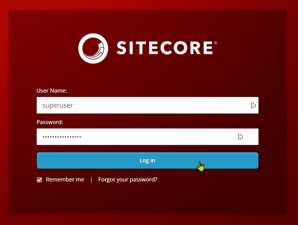 Sitecore XM login box