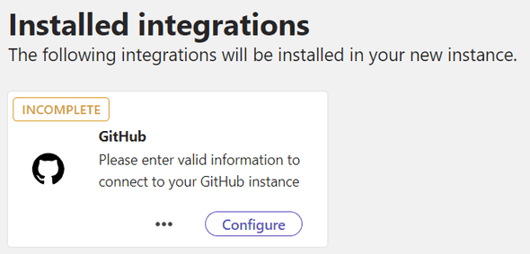 GitHub incomplete integration