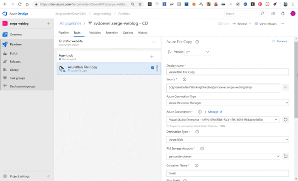 Azure DevOps release pipeline filecopy