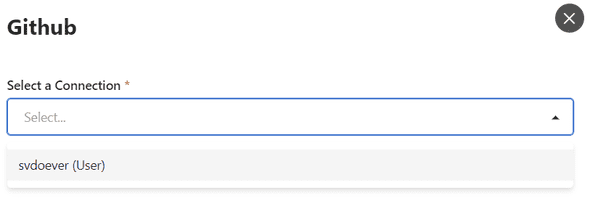 select GitHub connection