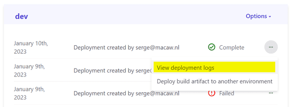 View deployment logs